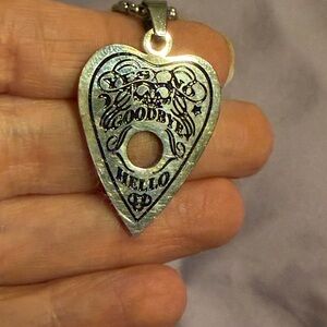 Silver Heart Planchette Pendant Necklace - Hello Goodbye Engraving